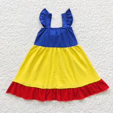 Load image into Gallery viewer, Baby Girls Blue Bow Summer Knee Length Dresses