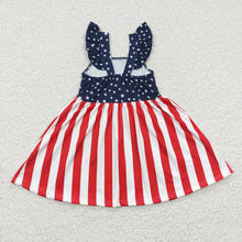 Load image into Gallery viewer, Baby Girls 4th of July Star Stripe Knee Length Dresses