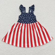 Load image into Gallery viewer, Baby Girls 4th of July Star Stripe Knee Length Dresses