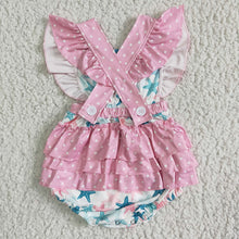 Load image into Gallery viewer, Baby girls starfish summer rompers