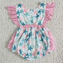 Load image into Gallery viewer, Baby girls starfish summer rompers