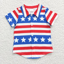 Load image into Gallery viewer, Baby Boys Kids 4th of July Star Stripes Button Ups Shirts Tops