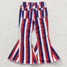 Load image into Gallery viewer, Baby Girls 4th Of July Stripe Denim Bell Jeans Pants