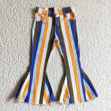 Load image into Gallery viewer, Baby Girls blue stripe western denim pants jeans