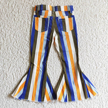 Load image into Gallery viewer, Baby Girls blue stripe western denim pants jeans
