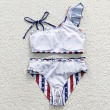Load image into Gallery viewer, Baby Girls 2pcs 4th of July Ruffle Swimsuits