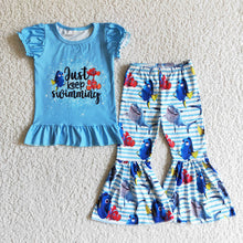 Load image into Gallery viewer, baby girls fish animal bell pants sets