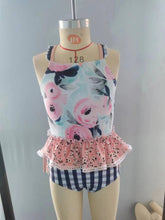 Load image into Gallery viewer, Baby Girls Blue Flowers Top Floral 2 pieces Swimsuits