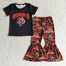 Load image into Gallery viewer, baby girls football tiger bell pants sets