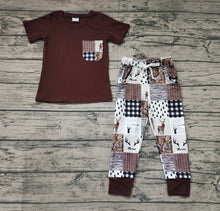 Load image into Gallery viewer, Baby Boys Brown Daddy's Little Buddy Pockets Shirt Pants Clothes Sets