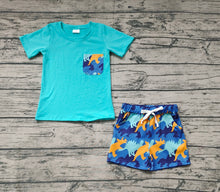 Load image into Gallery viewer, Baby Boys Pocket Tee Shirts Dinosaurs Summer Shorts Clothes Sets