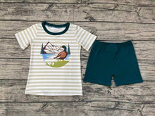 Load image into Gallery viewer, Baby Boys Khaki Stripes Duck Hunting Tee Shirts Tops Shorts Clothing Sets