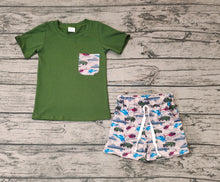 Load image into Gallery viewer, Baby Boys Green Army Pocket Tee Shirt Top Shorts Clothes Sets