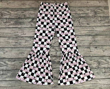 Load image into Gallery viewer, Adult Women Black Checkered Mama Bell Flare Bottom Pants