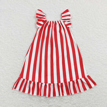 Load image into Gallery viewer, Baby Girls 4Th Of July Red Stripes Big Bow Knee Length Dresses