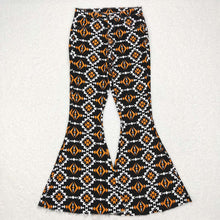 Load image into Gallery viewer, Adult Women Orange Black Aztec Denim Bell Pants Jeans