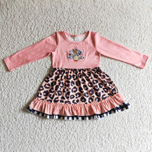 Load image into Gallery viewer, Baby girls Thanksgiving turkey pink knee length dresses