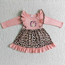 Load image into Gallery viewer, Baby girls turkey leopard pink knee length dresses