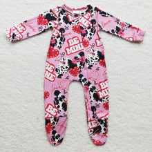 Load image into Gallery viewer, Baby Girls Be Mine Zip rompers