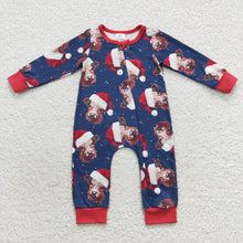 Load image into Gallery viewer, Baby Boys Christmas Highland Cow Long Sleeve Rompers