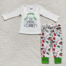 Load image into Gallery viewer, Baby Boys Hats Green Christmas White Top Pajamas Clothes Sets