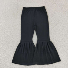 Load image into Gallery viewer, Baby Girls Black Cotton Fringe Ruffle Bell Pants
