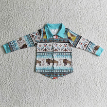 Load image into Gallery viewer, Baby boys Western Cow Button shirts Tops