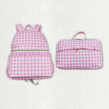 Load image into Gallery viewer, Baby Girls Back To School Pink Checkered Back Bags Lunch Boxes
