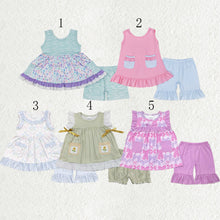 Load image into Gallery viewer, Sibling Baby Girls Sleeveless Floral Bows Pockets Tunic Ruffle Shorts Set
