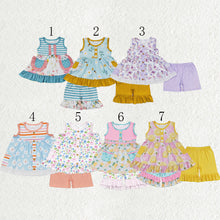Load image into Gallery viewer, Sibling Baby Girls Sleeveless Bows Lemons Pockets Button Tunic Ruffle Shorts Set
