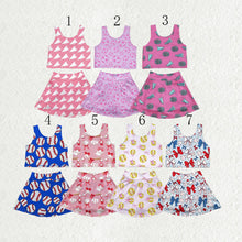 Load image into Gallery viewer, Sibling Baby Girls Football Baseball Cheer Yoga Active Wear Top Shorts Skirts Clothes Sets
