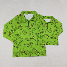Load image into Gallery viewer, Mama and Me Green Face Plaid Pocket Zipper Christmas Pullover Tops
