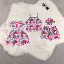 Load image into Gallery viewer, Sibling Baby Girls Colorful Smiles Plaid Strap Shirt Shorts Set Knee Length Dresses
