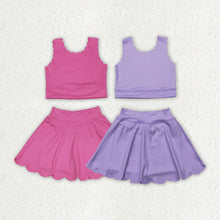 Load image into Gallery viewer, Sibling Baby Girls Yoga Vest Skirt Active Wear Clothes Sets
