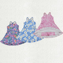 Load image into Gallery viewer, Sibling Baby Girls Strap Stripe Floral Butterfly Shorts Yoga Ruffle Knee Length Dresses
