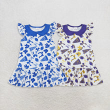 Load image into Gallery viewer, Sibling Baby Girls Go Team Bows Footballs Knee Length Dresses
