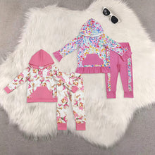 Load image into Gallery viewer, Sibling Baby Girls Long Sleeves Santa Leopard Pockets Hoodies Top Legging Pants Set
