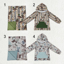 Load image into Gallery viewer, Sibling Baby Boys Ducks Dogs Deer Camo Calls Southern Hunting Hoodies Top Blankets
