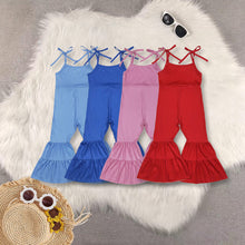 Load image into Gallery viewer, Sibling Baby Girls Colorful Strap Bell Bottom Ribbed Jumpsuits
