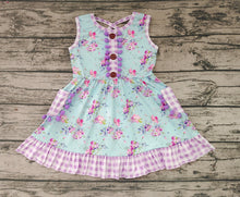 Load image into Gallery viewer, Baby girls summer purple floral knee length dresses
