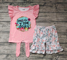 Load image into Gallery viewer, Baby girls love me jesus floral shorts sets

