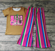Load image into Gallery viewer, Baby girls western cactus stripe pants bell sets
