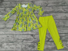 Load image into Gallery viewer, Halloween baby girls green holiday legging clothes sets
