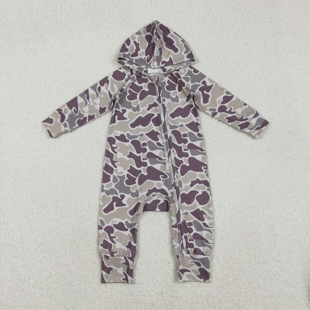 Baby Boys Grey Camo Hoodie Hunting Two Way Converbitle Rompers