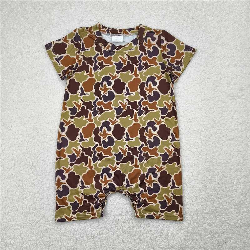 Baby Boys southern green camouflage Short Sleeve Rompers 250424