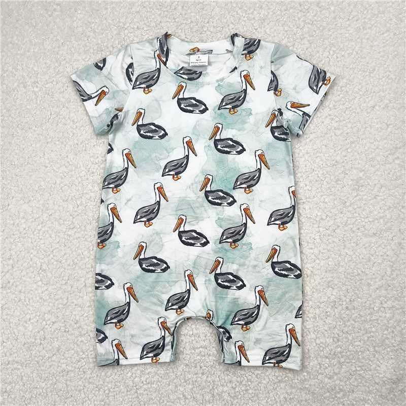 Baby Boys Blue ducks Short Sleeve Rompers 250424