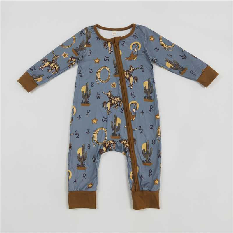Baby Boys Rodeo Horse Zip Rompers 241126