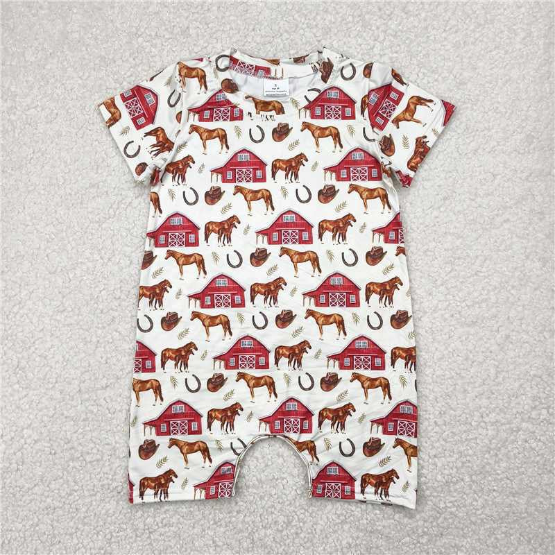 Baby Boys farm house Short Sleeve Rompers 250502