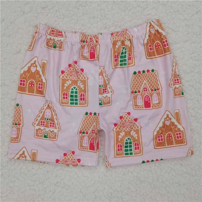 Baby Girls Christmas Gingerbread House Shorts Bottoms 20250528