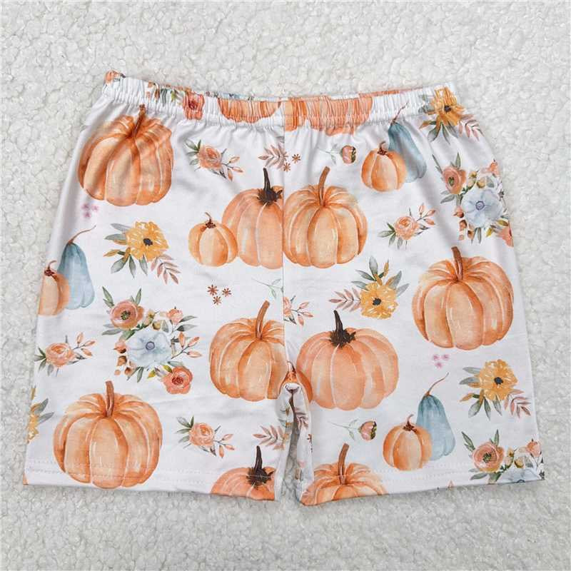 Baby Girls Pumpkin Flowers Shorts Bottoms 20250613